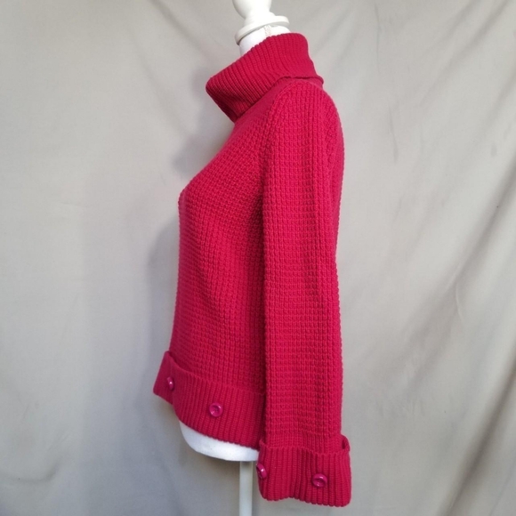 Rena Lange wool & cashmere red knit turtleneck sweater sz Medium - Picture 3 of 6